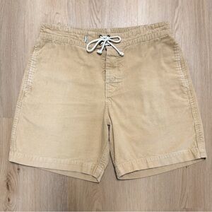 Birdwell Beach Britches Tan Yellow Corduroy Tie Closure 6.5 Inseam Shorts Large